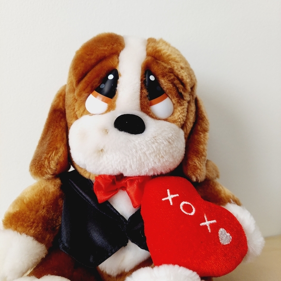 Vintage Collectible Sad Sam Plush Puppy Holding Heart George Valentino - Picture 2 of 11
